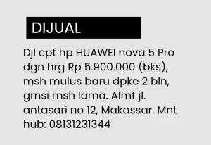 Contoh iklan baris penjualan